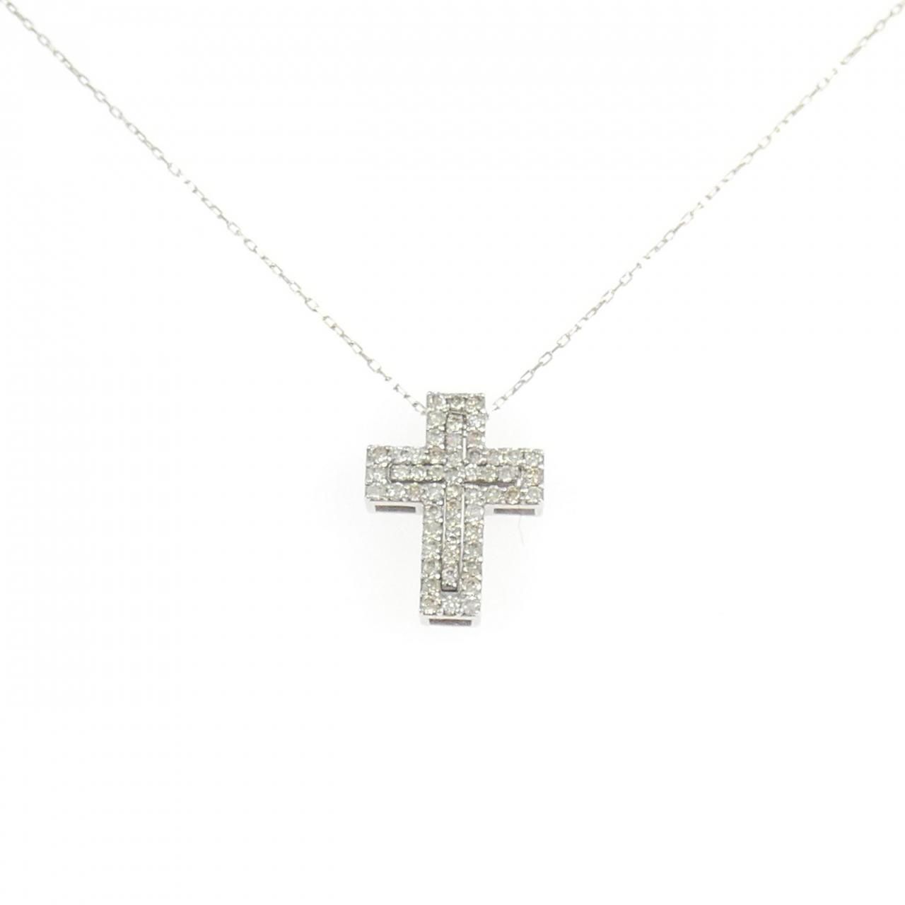 K18WG クロス ダイヤモンド ネックレス 0.30CT