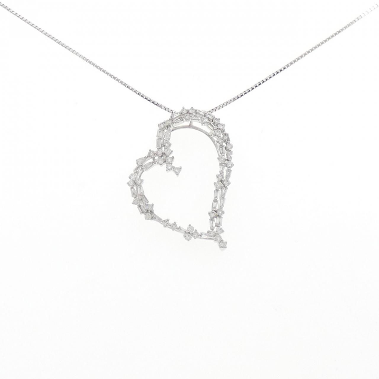 K18WG ハート ダイヤモンド ネックレス 0.80CT