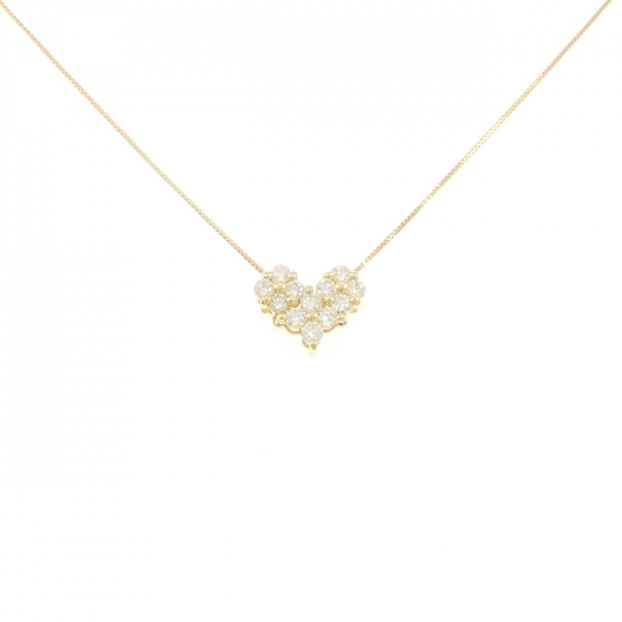 K18YG 2WAY フラワー×ハート ダイヤモンド ネックレス 0.50CT