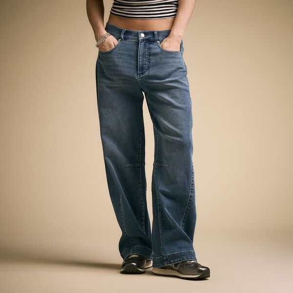 キャリー レディース ボトムス カジュアルパンツ デニム CALIA Womens Effortless Denim Barrel Pant Medium Wash Indigo インディゴ