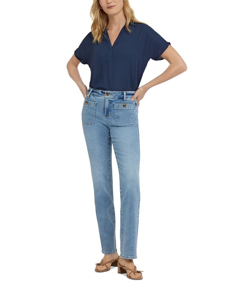 エヌワイディージェイ レディース ボトムス デニムパンツ ジーンズ NYDJ Marilyn High Rise Patch Pocket Straight Jeans in Mist Springs