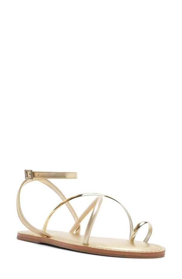 シュッツ レディース シューズ サンダル アンクル Schutz Valeria Toe Loop Ankle Strap Sandal Ouro Platina