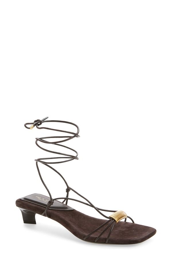 ラグアンドボーン レディース シューズ ヒール サンダル アンクル rag bone Liv Ankle Wrap Kitten Heel Sandal Dark Chocolate チョコレート