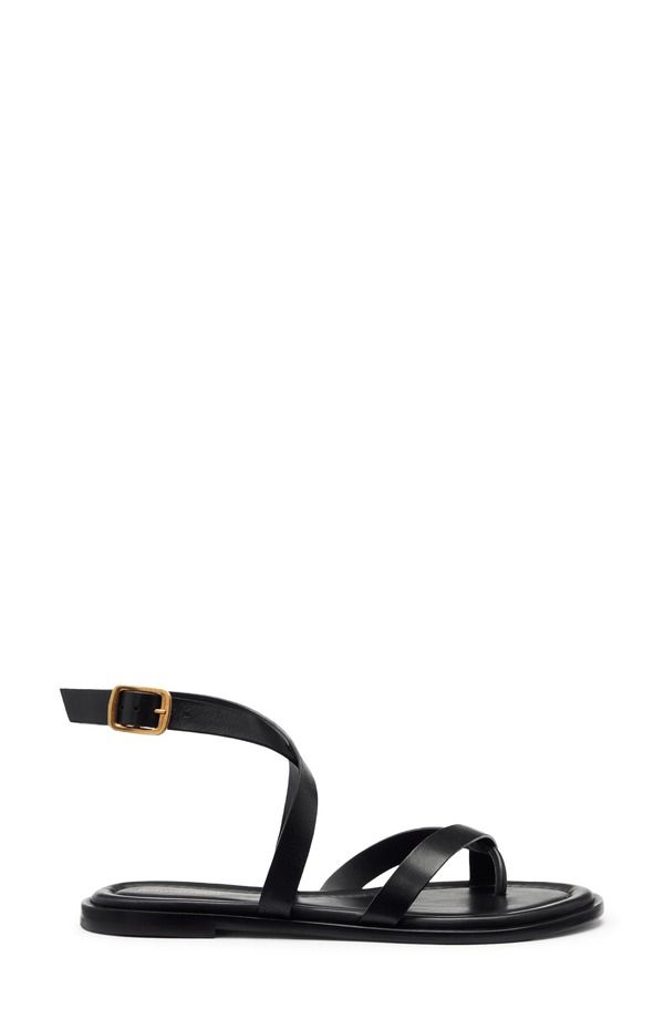 リフォーメーション レディース シューズ サンダル Reformation Jane Flat Sandal Black Leather ブラック