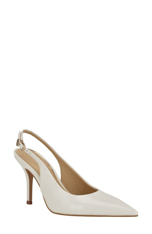 ゲス レディース シューズ ヒール GUESS Princelsa Slingback Pointed Toe Pump White ホワイト