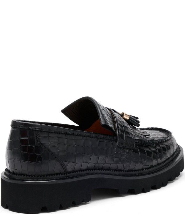 マークノーラン メンズ シューズ スリッポン・ローファー レザー Marc Nolan Mens Journey Croco Embossed Leather Lug Kiltie Tasseloaf