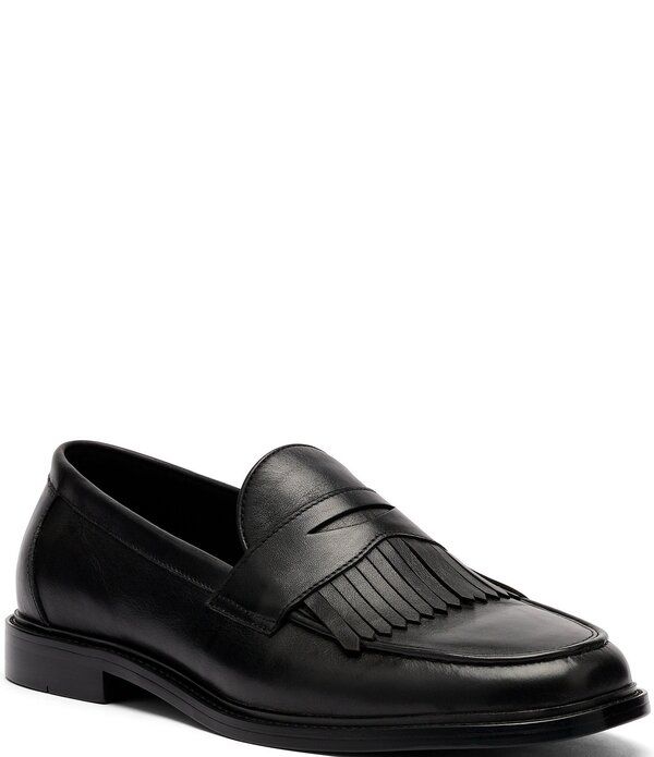マークノーラン メンズ シューズ スリッポン・ローファー レザー Marc Nolan Mens Clint Calf Leather Kiltie Penny Loafers Black ブラック