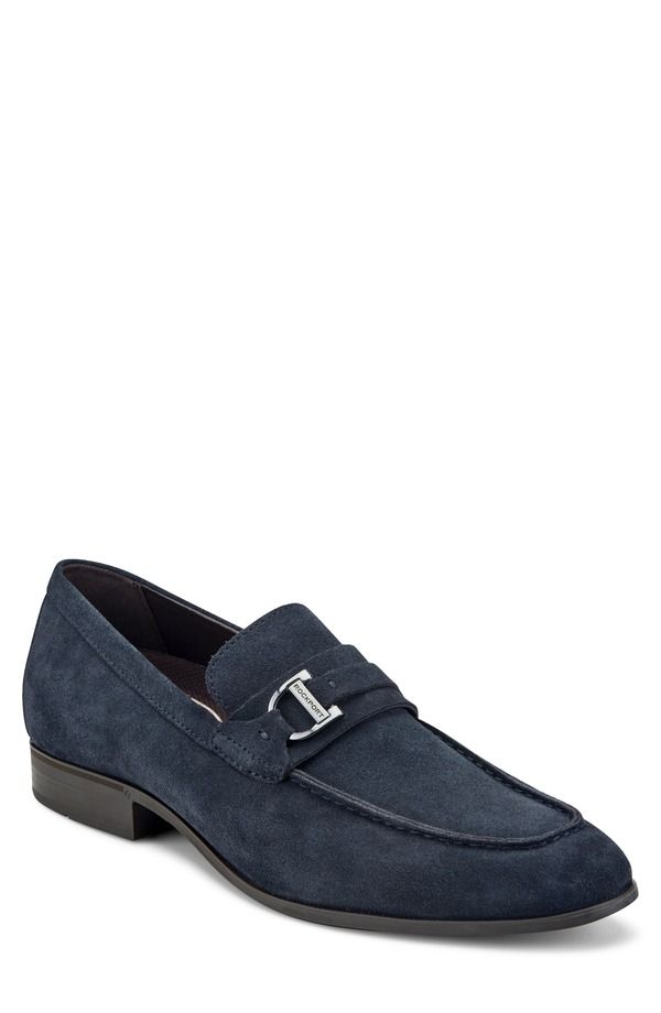 ロックポート メンズ シューズ レザー ローファー Rockport Carlo Leather Loafer Dark Blue ブルー