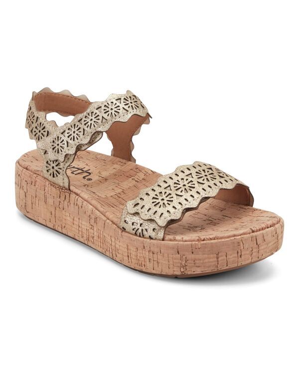 アース レディース シューズ サンダル プラットフォーム レザー Earth Womenslataleather Platform Footbed Sandals Gold Shimmer Leath