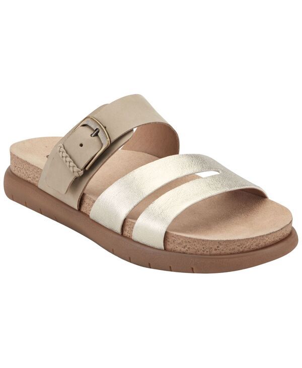 アース レディース シューズ サンダル Earth Womens Ayden Strappy Footbed Flatform Sandals Light Gold LeatherTaupe Nubu