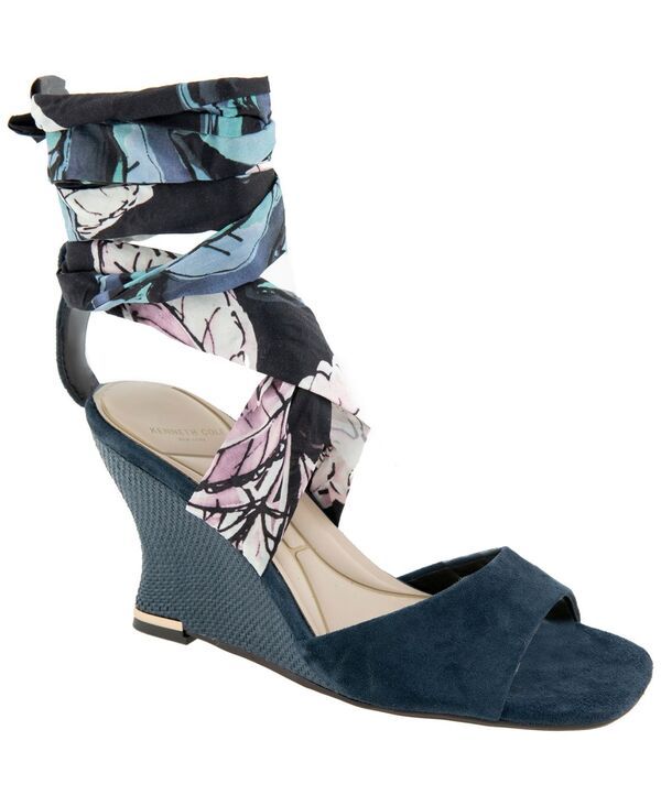 ケネスコール レディース シューズ サンダル アンクル Kenneth Cole New York Womens FabiankleWrap Wedge Sandals Navy Suede ネイビー