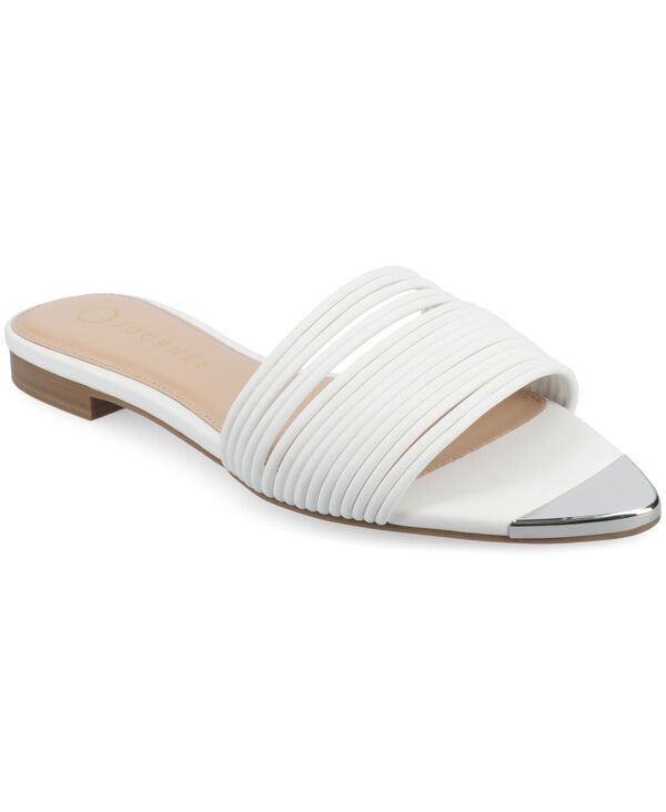 ジュルネ コレクション レディース シューズ サンダル Journee Collection Womens Feather Pointed Toe Slide Flat Sandals White ホ
