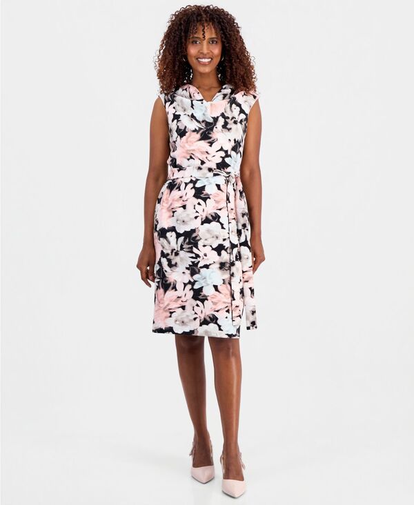 カスパール レディース トップス ワンピース フラワー柄 フラワー Kasper Womens Floral Cowlneck Sheath Dress Black Multi ブラック