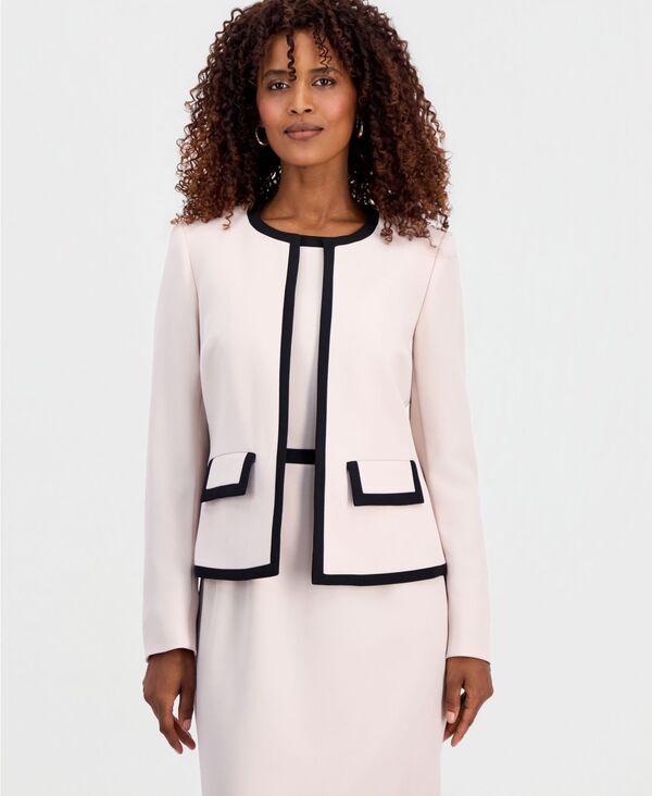 カスパール レディース アウター ジャケット・ブルゾン プチ カラーブロック Kasper Womens Colorblocked OpenFront Jacket Regular Petite Pa