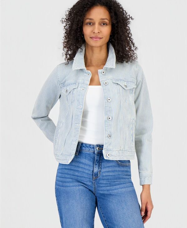 スタイルアンドコー レディース アウター ジャケット・ブルゾン デニム Style Co Womenstripedenim Jacket Light Stripe ストライプ