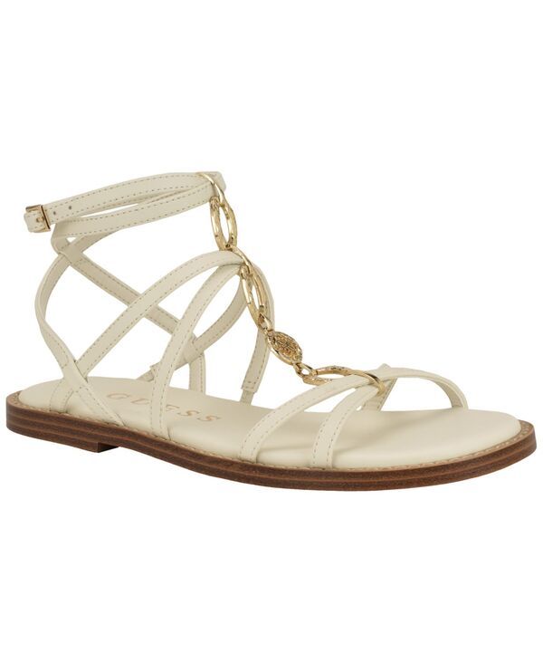 ゲス レディース シューズ サンダル GUESS Womens Grunge Gladiatornamented Flat Sandals Ivory アイボリー