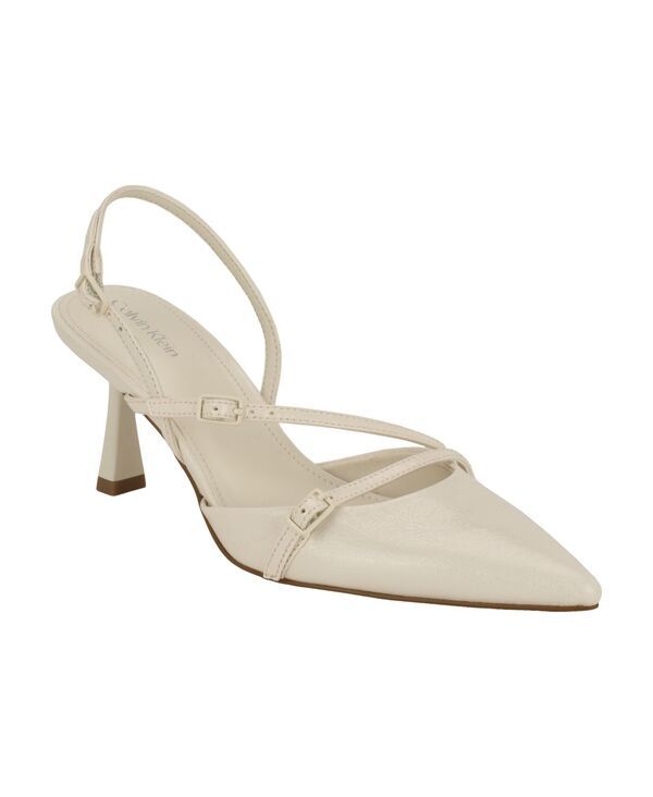 カルバンクライン レディース シューズ パンプス ヒール Calvin Klein Womens Tarlie Tape red Heel Slingback Pumps Ivory Crinkle