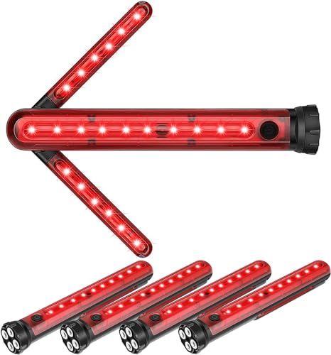 E-FINDS 誘導棒 誘導灯 合図灯 矢印ライト USB充電式 点灯 点滅 3点灯モード 交通整理 駐車場 軽量 赤色灯 取り外し可能マグネット付き 警棒 安全棒 非常灯 非常信号灯 夜間作業 工事 (4)送料無料 a7a245ce