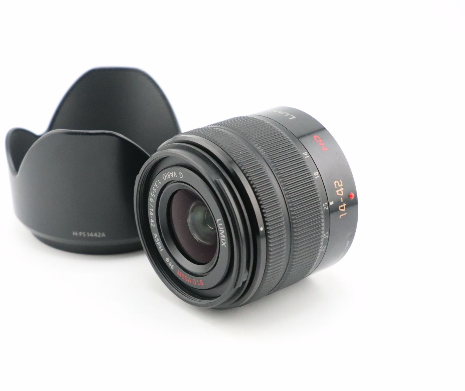 ★良品★﻿パナソニック Panasonic LUMIX G VARIO 14-42mm F3.5-5.6 ASPH. MEGA O.I.S. H-FS1442A ブラック★　W0677＃5170