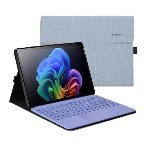 Omnpak Microsoft Surface Pro 12 インチ ケース (2025年)マイクロソフト 専用保護カバー 表面内蔵保護 多視角 スタンド キーボードを収納可能軽量 薄型 ペンホルダー付き PU スマートe 52e9b8f3