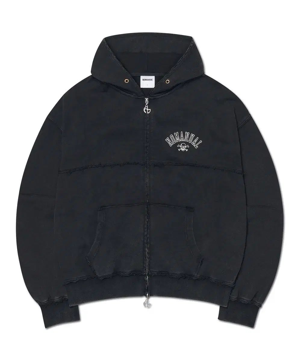 ノーマニュアル RAW EDGE HOODED ZIP-UP フード ジップアップ ブラック L