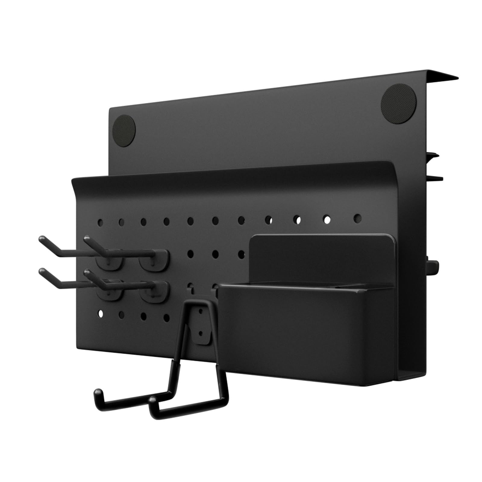 【新品】Labato デスクサイド 収納ラック 新登場 有孔ボード テーブルサイドポケット イヤホンスタンド 机の下 フック4個付属 パソコンラック ペンホルダー付属 デスク収納 ノートpc スタンド プレゼント オフェス収納 プレゼント(ブ d4f6ccae
