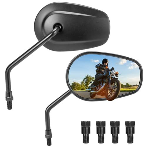 【新品】KEMIMOTO バイク ミラー 10mm 左右セット オフロードミラー 360°調整可能 汎用 取付簡単 楕円 ホンダ/カワサキ/スズキ/モンキー/ハンターカブ/グロム/セロー/クロスカブ/MT-07/MT-09/pcx ブラック ae2ea1b1