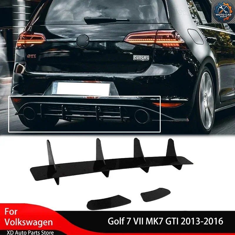 フォルクスワーゲン ゴルフ 7 VII MK7 GTI 2013-2016 リアバンパーフィン ディフューザー リアサイドスプリッター スポイラーリップ リアブ