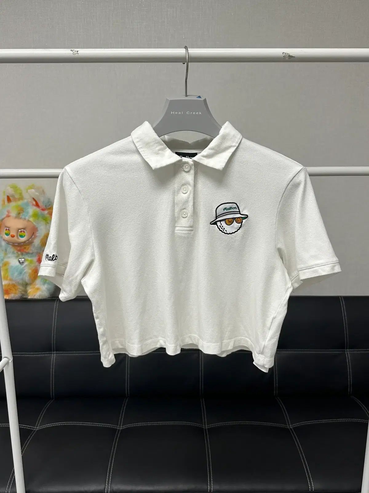 サイズ 90) マルボンゴルフ 白 クロップド 半袖 カラーTシャツ