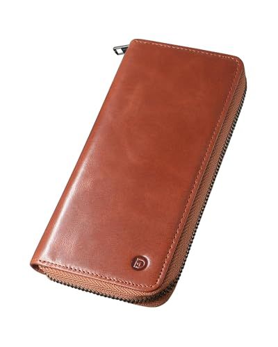 【新品】[Modiko] 財布 メンズ 長財布 姫路レザー 本革 日本製 小さい長財布 大容量 一流の財布職人が作る マチ付き 小銭入れ ファスナー 使いやすい 薄い 紳士 ビジネス 人気 男性 プレゼント 父の日 (ブラウン) 4f938013