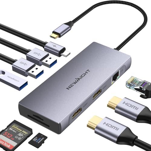【新品】USB C ハブ 9-in-1アダプタhdmi 2つ Dual Display lanポート4K@30HZ HDMI 1Gbps USB 3.0 高速データ転送 ドッキングステーションType-C PD 100W 急速充電 SD/TF 509fc8e9