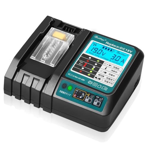 【新品】Waitleyマキタ DC18V充電器 互換 18V /14.4Vバッテリー充電器 冷却ファン付き 液晶パネル付き 充電開始/完了メロディ付 マキタ18V バッテリー 対応 BL1460 BL1430 BL1860 1830など充電可 4827f128