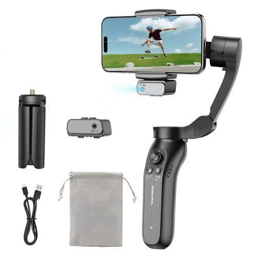KOSCHEAL ジンバル 3軸 L7B Pro Max スマホジンバル AI自動追跡 ジェスチャー撮影 3階段調光ライト&美顔外部三脚付,折りたたみ式 Android＆iPhone用 スタビライザー,収納ボックス付き,日本語対応アプリ ブラック送料無料