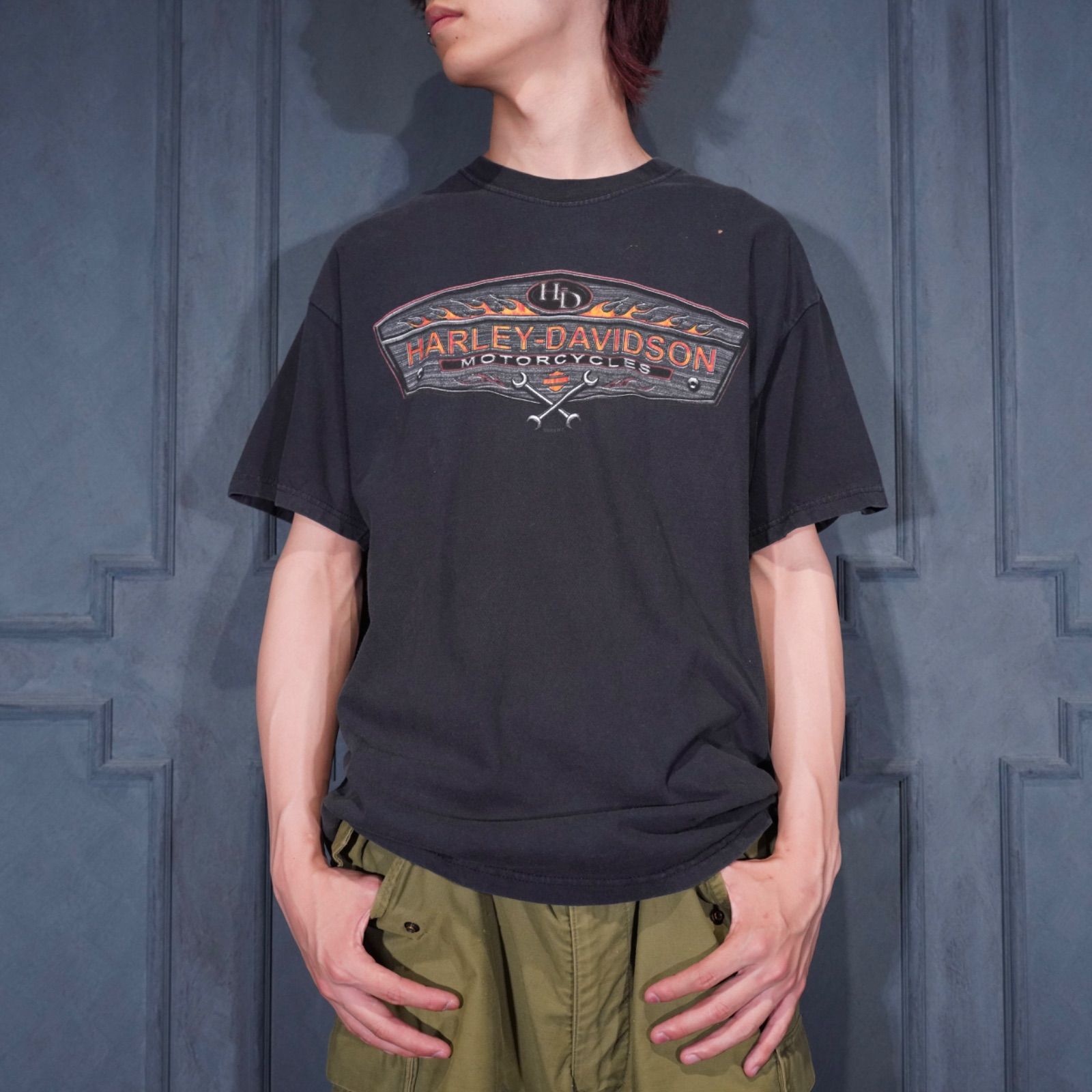 00's USA VINTAGE HARLEY DAVIDSON DOUBLE SIDED PRINT DESIGN T SHIRT/00年代アメリカ古着ハーレーダヴィッドソン両面プリントデザインTシャツ