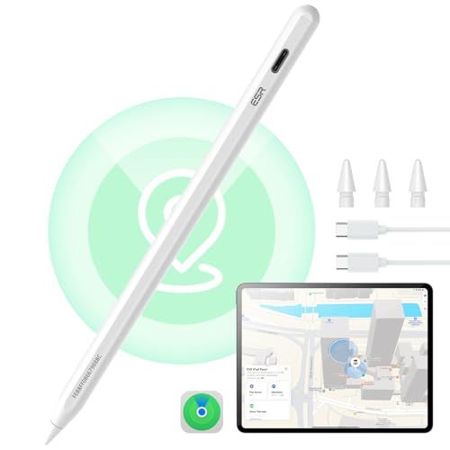 ESR ipad ペン 用 Find My「探す」機能付きスタイラス 2026-2018, iPad A16/10/9/8/7 & Air 11/13 & Pro 12.9/13/11 & Mini 7/6/5用Find My「探す」機能と傾 94cdbb83