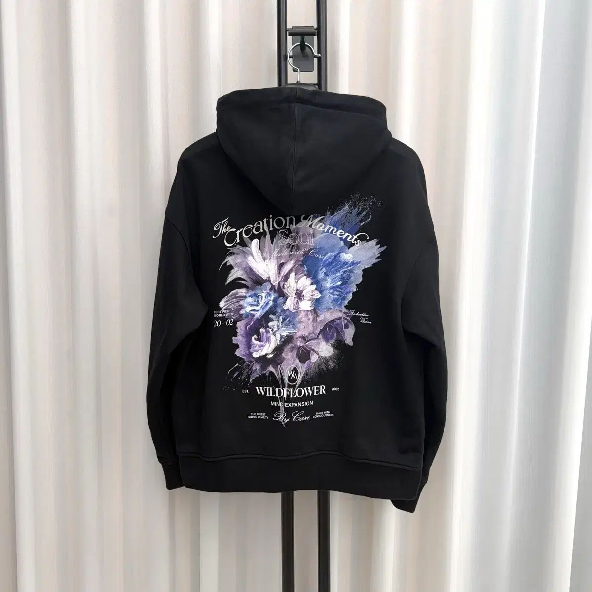 46 25SS WOOYOUNGMI ウーヨンミ フラワー ダイング フーディー Tシャツ ブラック