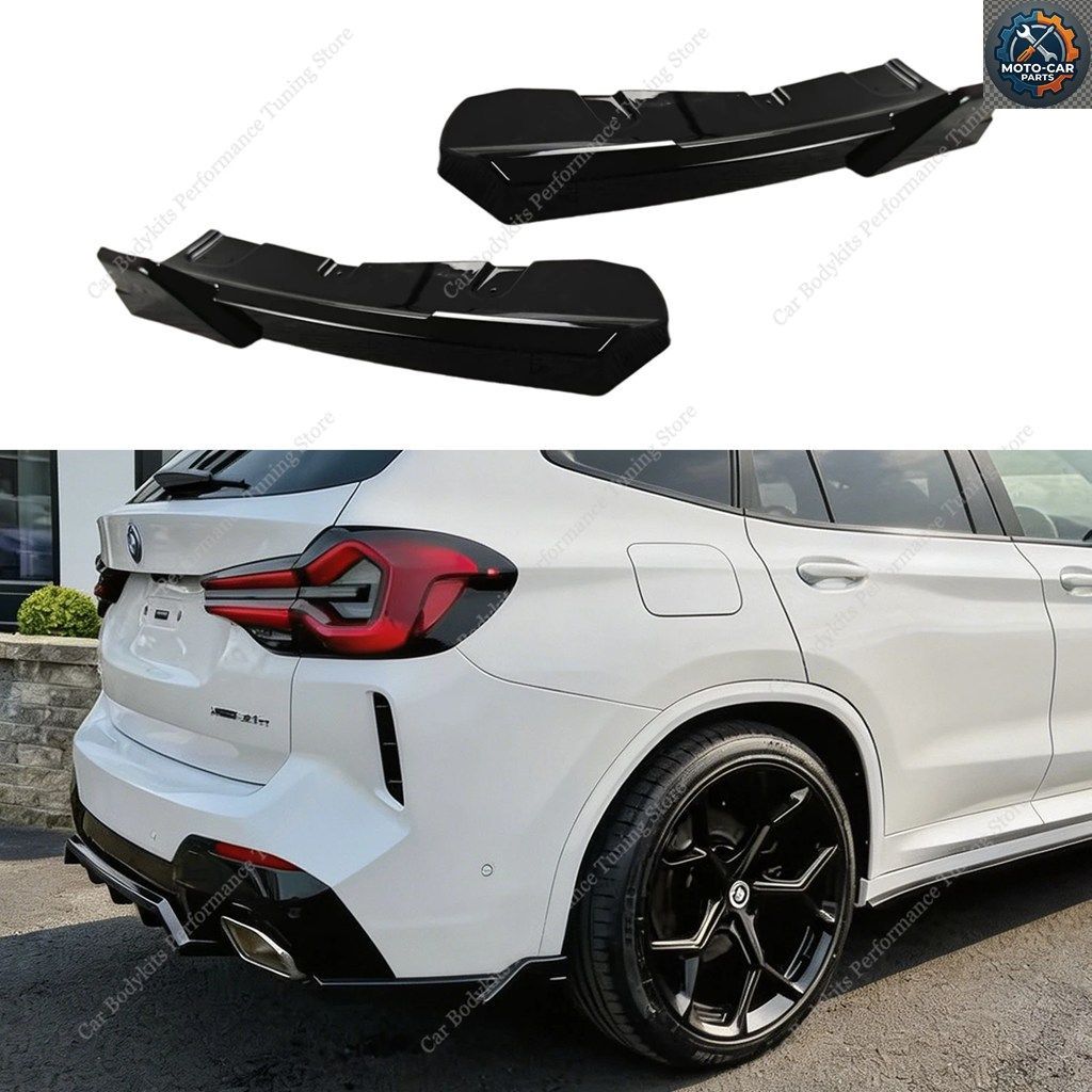 2個 MTスタイル グロスABSリアバンパーサイドスプリッターディフューザー BMW X3 M40I M40D Mスポーツ 2021-2014 フェイスリフト チューニ