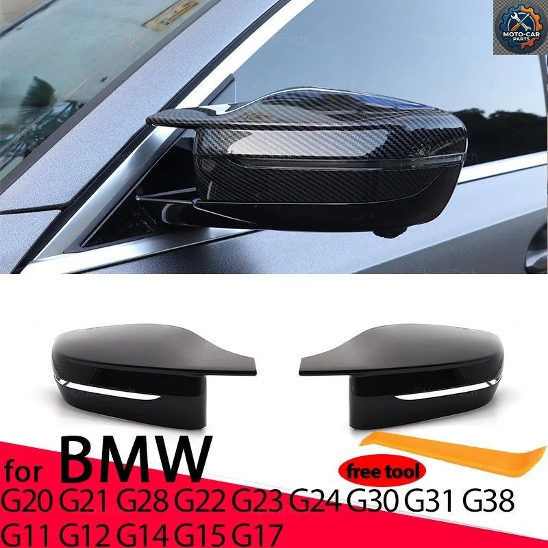 カーボンファイバー調サイドミラーカバー BMW 3 4 5 7 8シリーズ G20 G21 G28 320D 330E 330I G30 G38 G11 G12 G15 G16 M4ルック