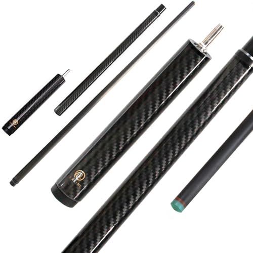 KHEALING ビリヤード キュー カーボン 電木皮頭 黒電木先角 T 700カーボンファイバー 49インチ ビリヤード用品 1/3ロングジャンプキュー ジョイント ハンドメイド 真っ直ぐ 適球類/黒八、九球 13oz オンス 収納ケース付き送料無料