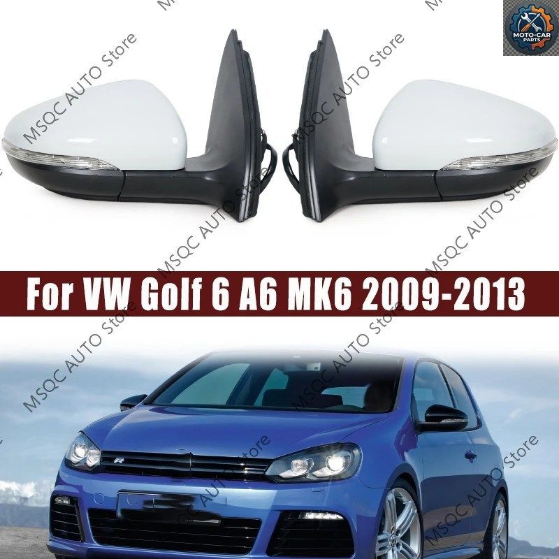 左右の車のリアビューミラーアセンブリ VW ゴルフ 6 A6 MK6 2009 - 13 ミラー ヒーター付きターンシグナルランプ