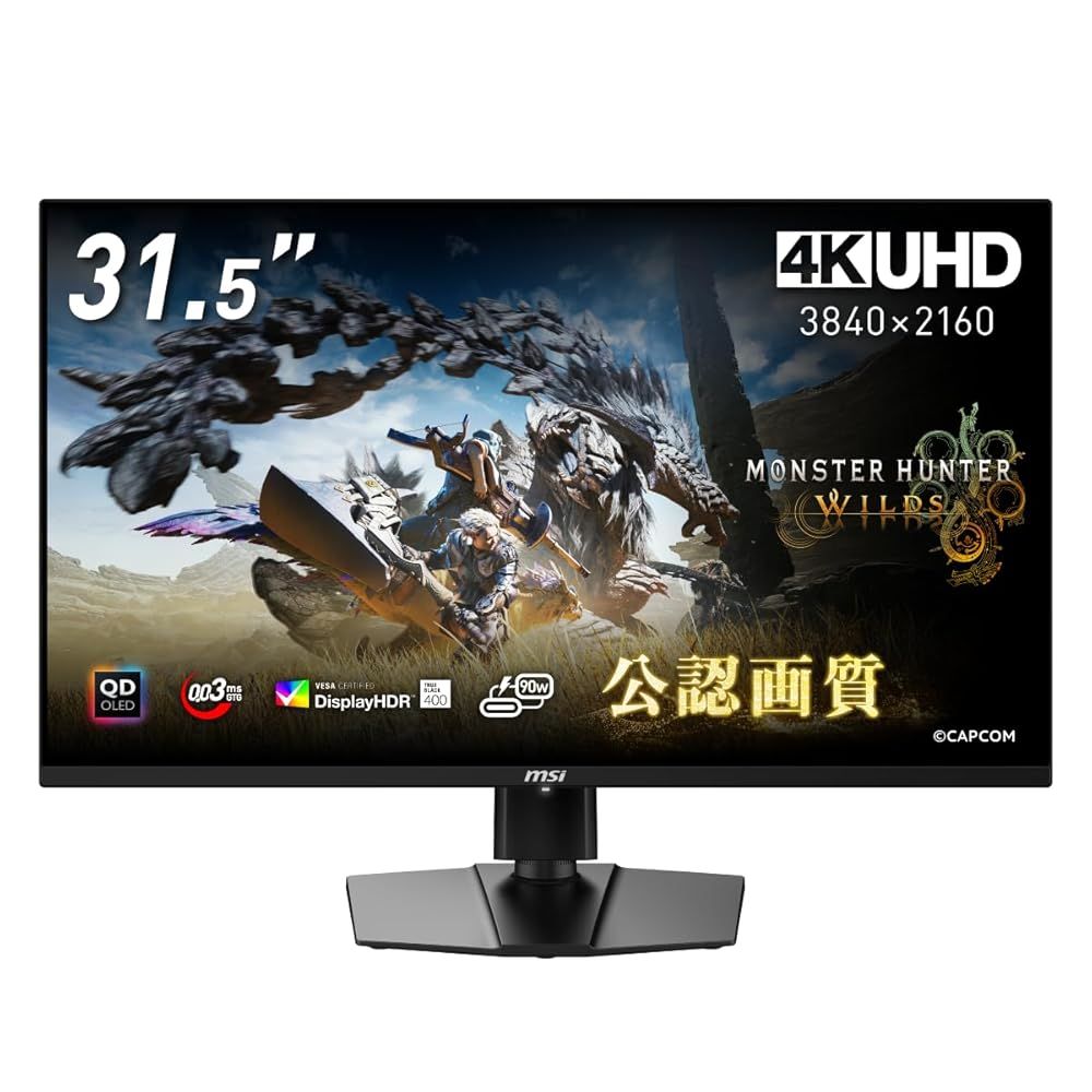 MSI QD-OLED ゲーミングモニター MPG 321URX QD-OLED 31.5インチ/4K UHD/QD-OLEDパネル/240Hz/0.03ms(GTG)