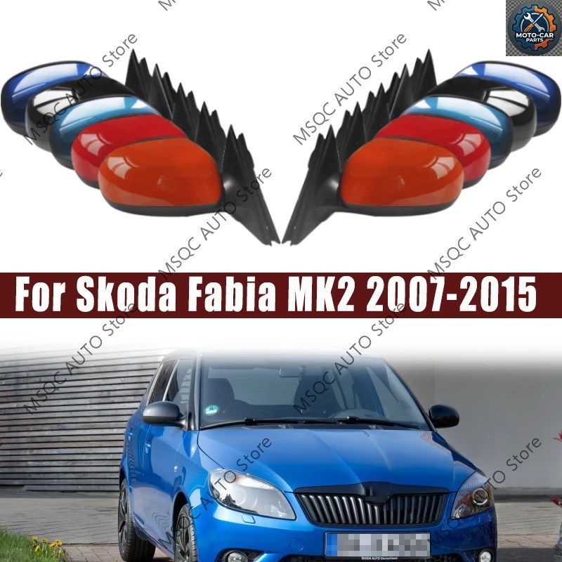 SKODA FABIA MK2 2007 - 15 カー スタイリング ヒーター付き電動ウイングサイドリアミラーアセンブリ 5ピン