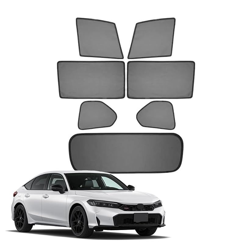 FOR 新型 シビック FL1 CIVIC 11代（2022年~現行）カスタムパーツの車の窓用サンシェードネットカーテン サイドガラス ウィンドウバイザーサンシェード マグネットメッシュカーテン 断熱 日焼け防止視界を遮らない 通気性 取り付け簡単7PCS シ