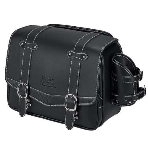 KEMIMOTO バイク サイドバッグ サドルバッグ 汎用 20L サイドバック 大容量 左側 ドリンクホルダー付属 金具防錆 荷物収納 通勤/通学/ショートツーリング ブラックに便利 KM702as