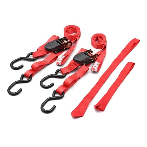 デイトナ(Daytona) バイク用 タイダウンベルト サブベルトセット 2本入り ラチェット式 耐荷重300kg ベルト幅25mm レッド 42024as