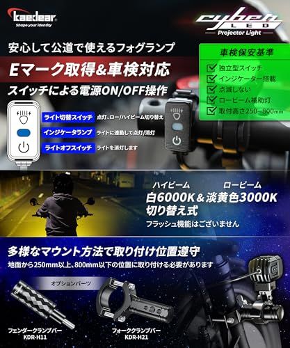 R◇Kaedear(カエディア) バイク フォグランプ LED 後付け フォグ 補助