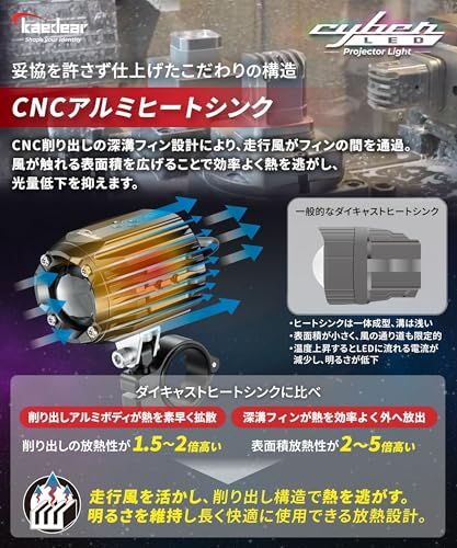 R◇Kaedear(カエディア) バイク フォグランプ LED 後付け フォグ 補助