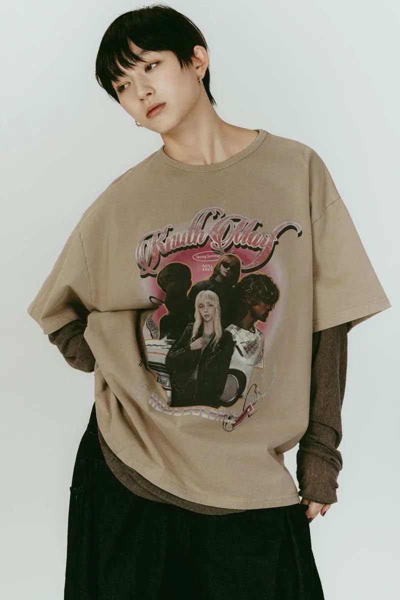 【アウトレット】Knuth Marf/クヌースマーフ レイヤードTシャツ (ベージュ) AI future layered t-shirt(unisex) (Beige) / 26SS