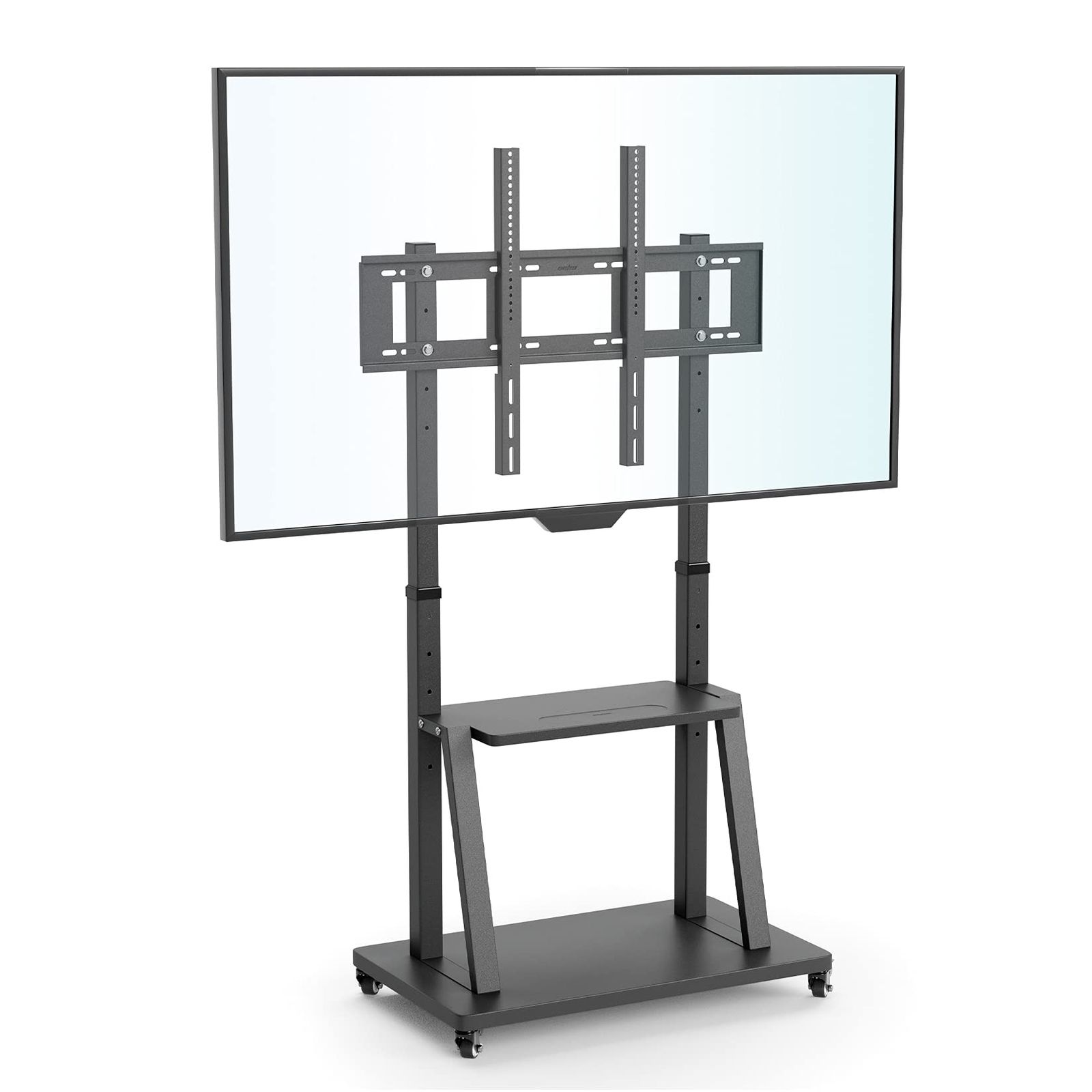 UNHO キャスター付き テレビ台 32～100インチ 大型テレビ 壁寄せスタンド ハイタイプ 耐荷重80㎏ 高さ調整 モニタースタンド 移動式 2段棚 ディスプレイスタンド tv台 業務用 家庭用