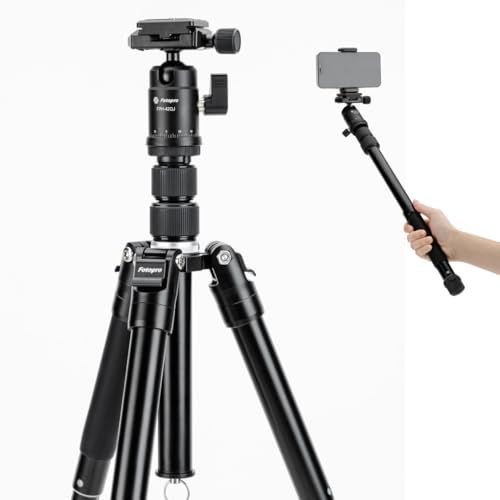 【新品】Fotopro カメラ三脚 ミニ三脚 148cm 収納25cm 軽量1kg 360°ボールヘッド 三脚/一脚/自撮り棒 3WAY トラベル三脚 耐荷重8kg スマホマウント付き FY-830 f0525c56